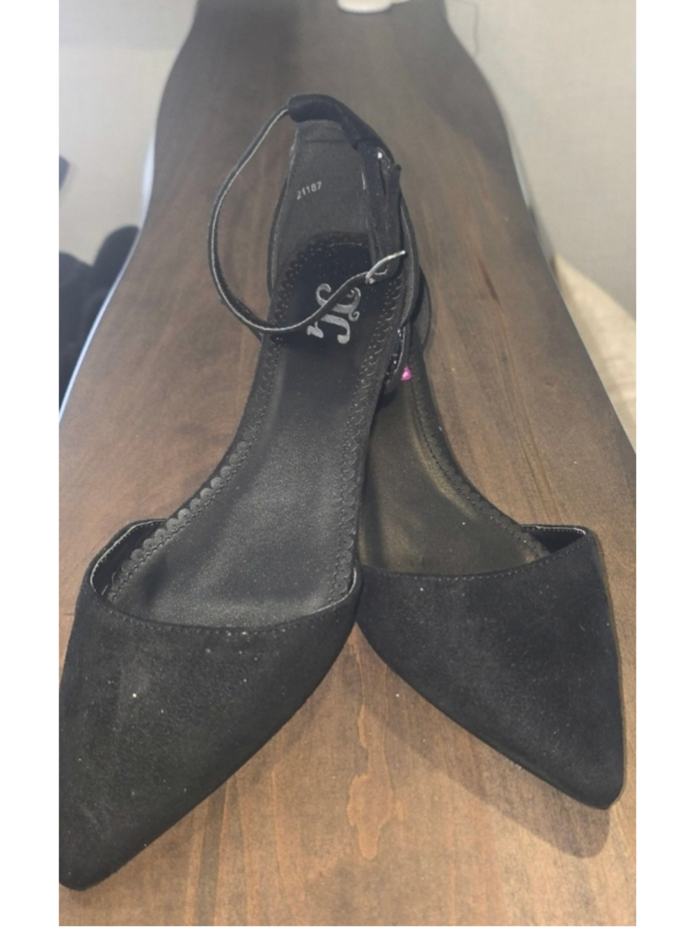 JG Black Velour Glitter Heel shoe size 9 NEW